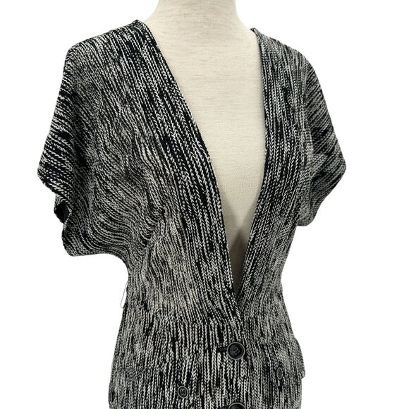 Byron Lars Beauty Mark Womens 2 Dress Knit Black White Pencil Deep V Cocktail - Picture 2 of 6